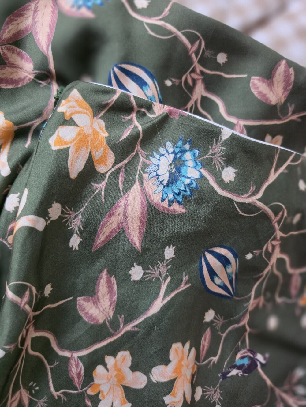 Urban Outfitters Olive Green Floral A-Line Midi Skirt - Picture 7 of 8